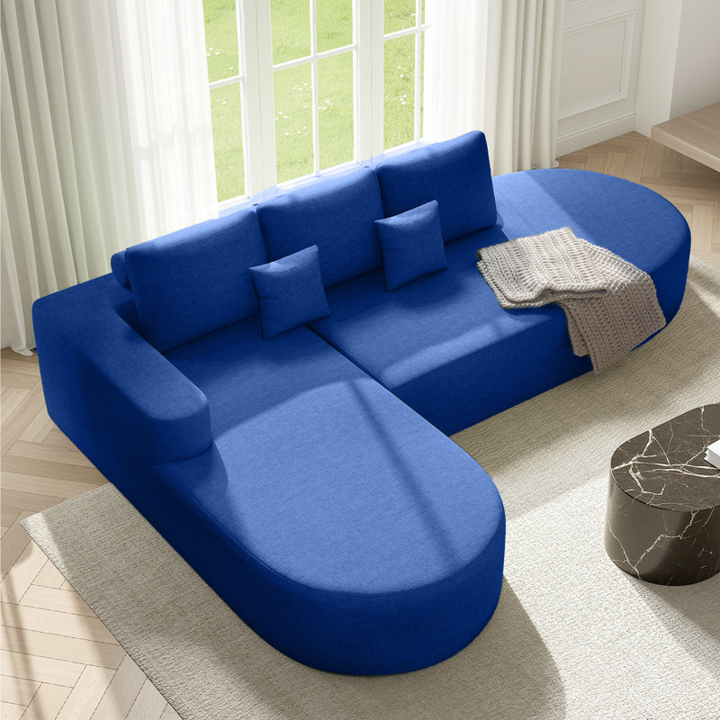 3 Seater Fabric Modular Corner Sofa, Blue