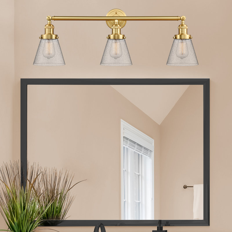 Éclairage pour salle de bain 3 lumières à intensité variable, Or satiné