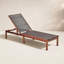 Chaise longue inclinable en teck avec coussin Medrano-185624960
