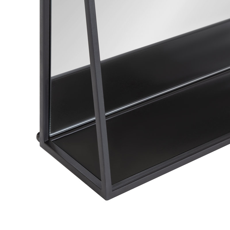 Miroir décoratif avec tablette Carlyssa, Noir, 16 po x 28 po