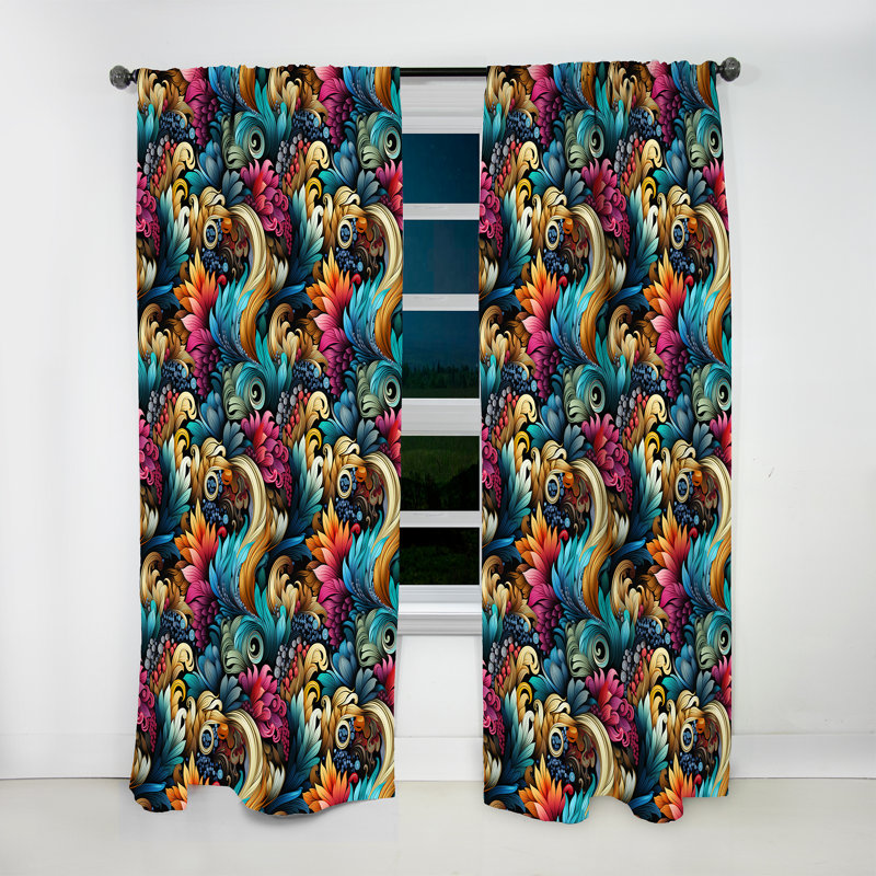 Motif cachemire rétro I Revival Paisley - rideau floral obscurcissant - 1 panneau, L 52 po x L 120 po