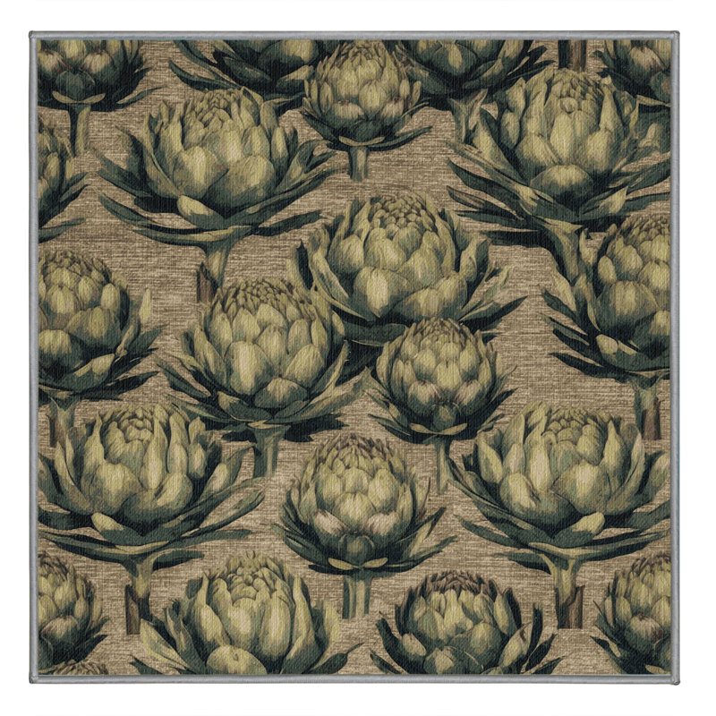  Tapis lavable en forme de globe artichaut, Carré 5 pi