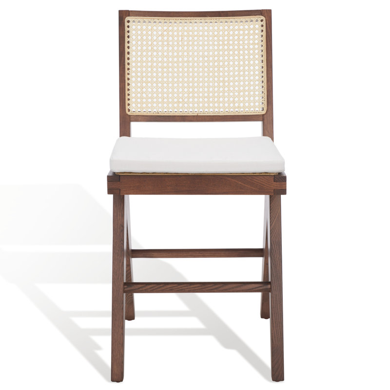 Colette Rattan Barstool, Short Stool (22.1" Seat Height), Walnut/Natural