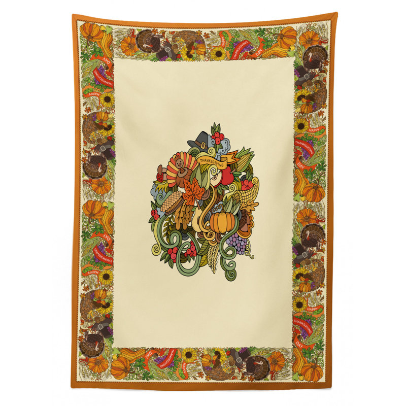 Floral Thanksgiving Tablecloth, 84" L x 60" W