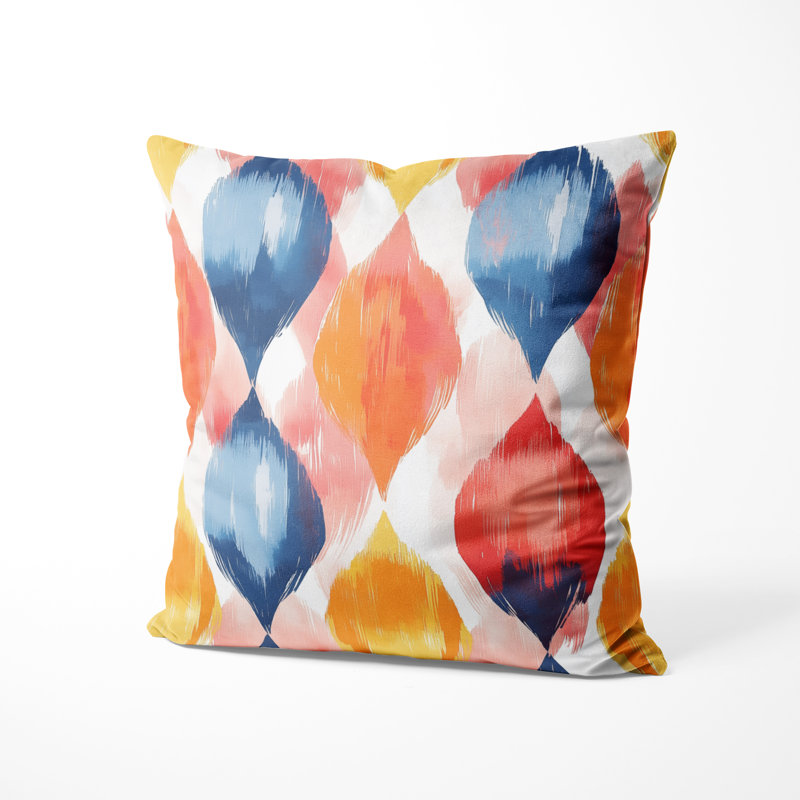 Coussin décoratif moderne Modern - coussin scandinave bleu et orange, H 16 po x l 16 po