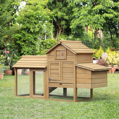 Cage à poulailler 59 po 59 po avec 2 portes, nichoir et plateau amovible, en bois naturel