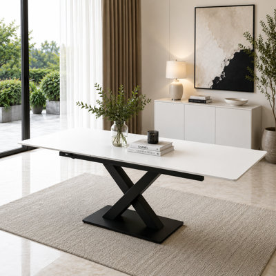 Nordic Rock Extendable Ceramic Dining Table - Black (Table Only)