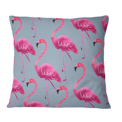 Flamants roses sur fond gris foncé - Imprimé à motifs