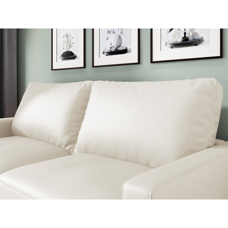 70'' Faux Leather Sofa, White Faux Leather, 33" H x 58" W  x 31" D
