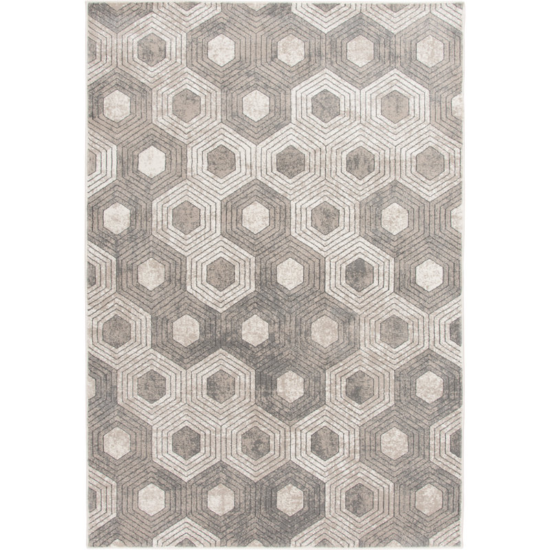 Tapis crème Ebern Designs Allure Alezias, Rectangle 4 pi 11 po x 7 pi 7 po