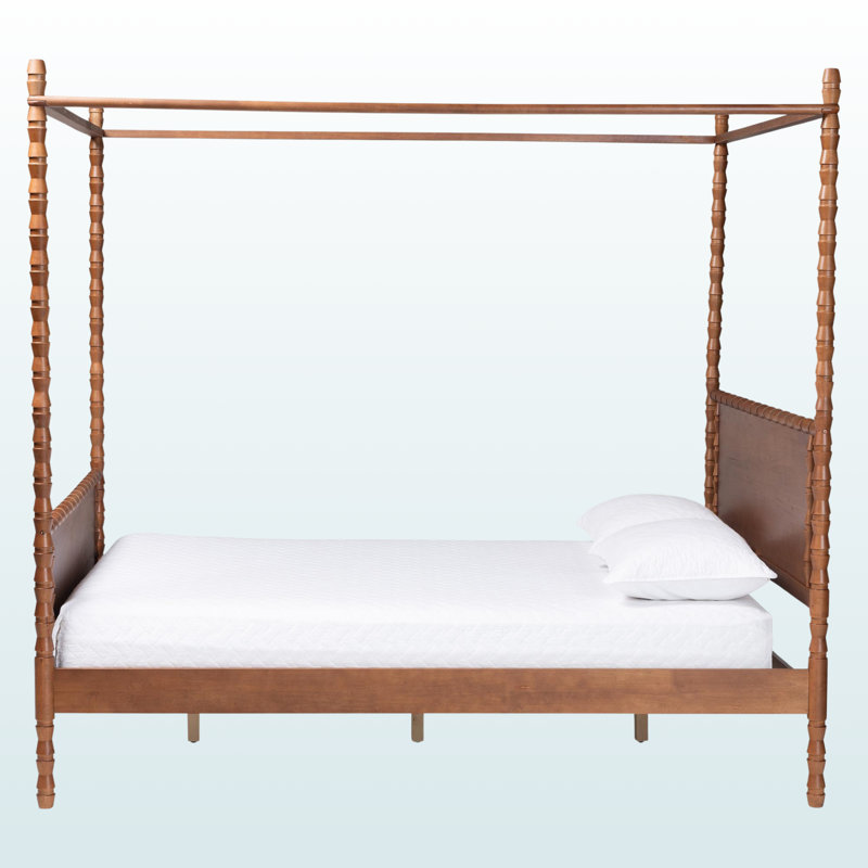 Lit à baldaquin en bois Nylah Bobbin, Queen
