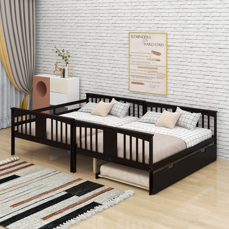 Full Over Full Bunk Bed With Trundle And Ladder, Espresso