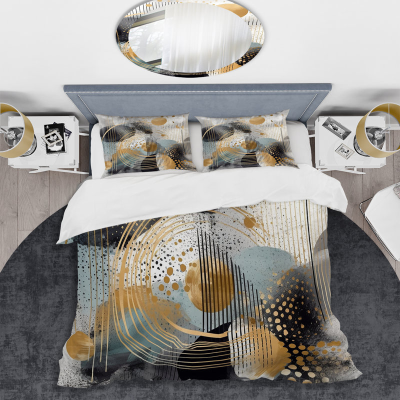 Ensemble de housse de couette moderne et doré Minimalisme II - formes modernes abstraites