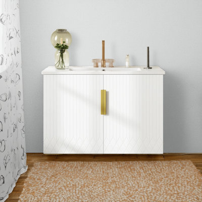 Vintage Style 30" Bathroom Vanity | 3-hole Single Ceramic Sink Combo With Double Soft-close Door Storage