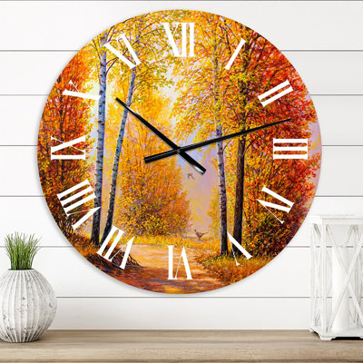 Morning Sunlight Through The Autumn Trees - Lake House wall clock