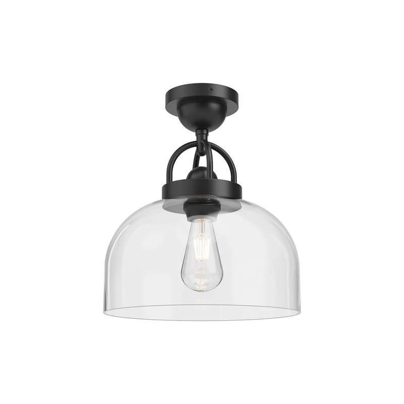 Alwaleed Glass Semi Flush Mount, Matte Black