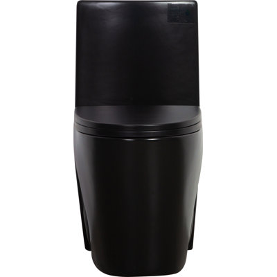 Toilette monobloc à double chasse 1,1 / 1,60 gallon par gallon, siège allongé au plancher à hauteur de confort et économie d'eau, siège à fermeture en douceur 1000 po, noir mat 24T01-Mo
