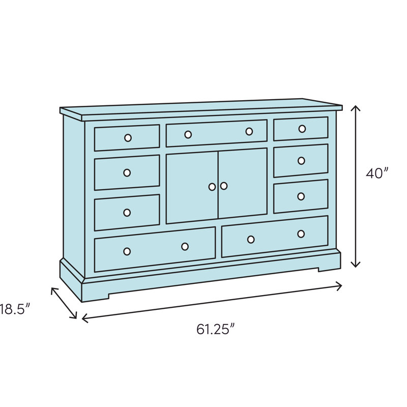 Ecker 61.25'' W 11 - Drawer Dresser, White