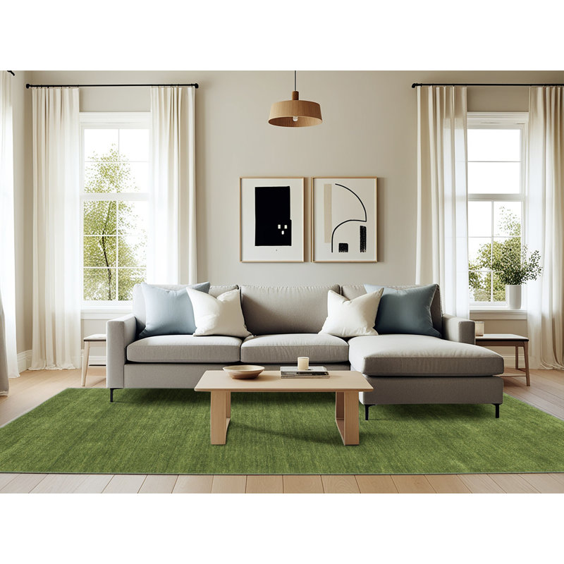 Tapis de zone vert contemporaine, Rectangle 6 pi x 9 pi