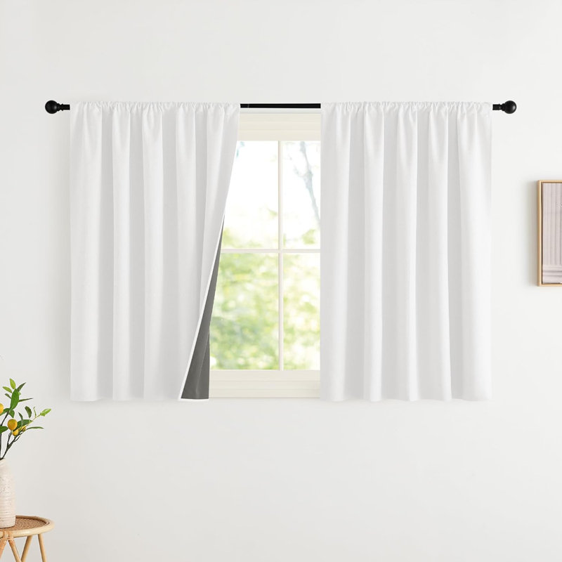 NICETOWN Burlap Vintage 2 Panels Faux Linen 100% Blackout Curtains, Rod Pocket Style, Thermal Insulated & Noise Reducing Drapes for Living Room, Bedroom, Modern, Farmhouse