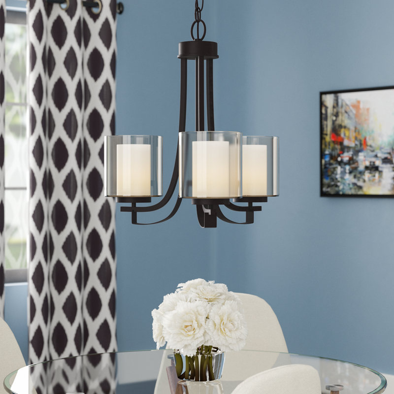 3 - Light Steel Dimmable Chandelier