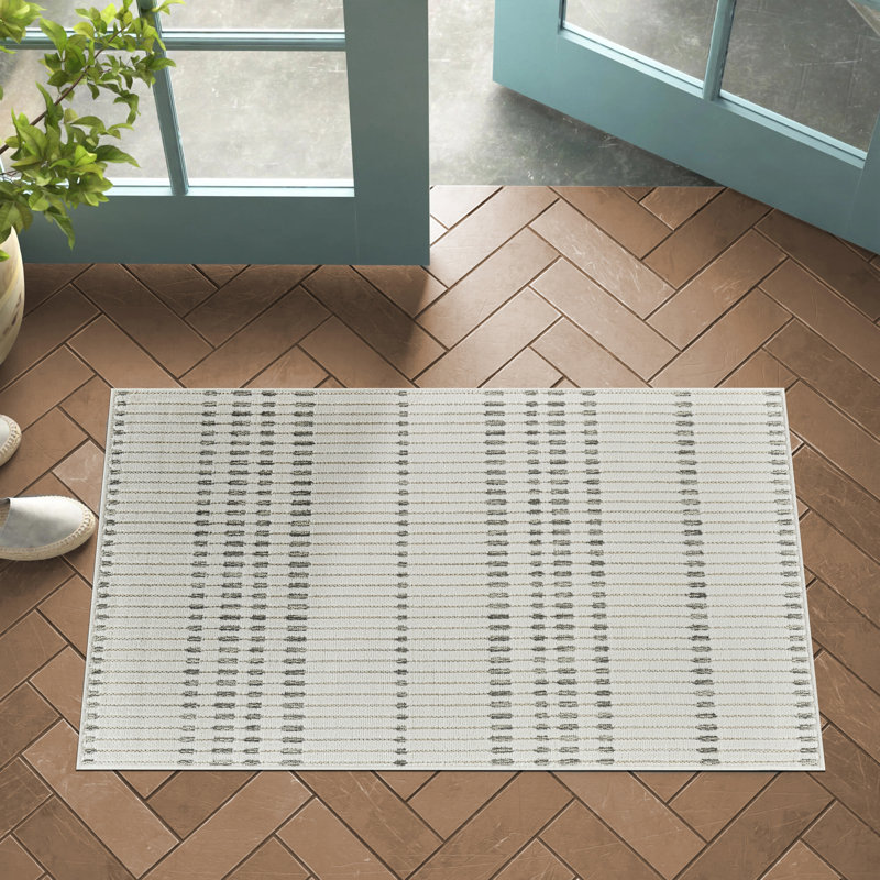 Rug Branch Hunter 3' x 5' (2'7" x 4'11") Cream/Beige Geometric Indoor Doormat Rug, Contemporary, Low Pile, Stain-Resistant Entry Carpet - Front Door, Mudroom, Hallway and Kitchen