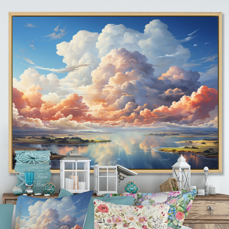 Clouds Coastal Horizons III - impression, H 34 po x l 44 po x P 1,5 po, Cadre naturel flottant