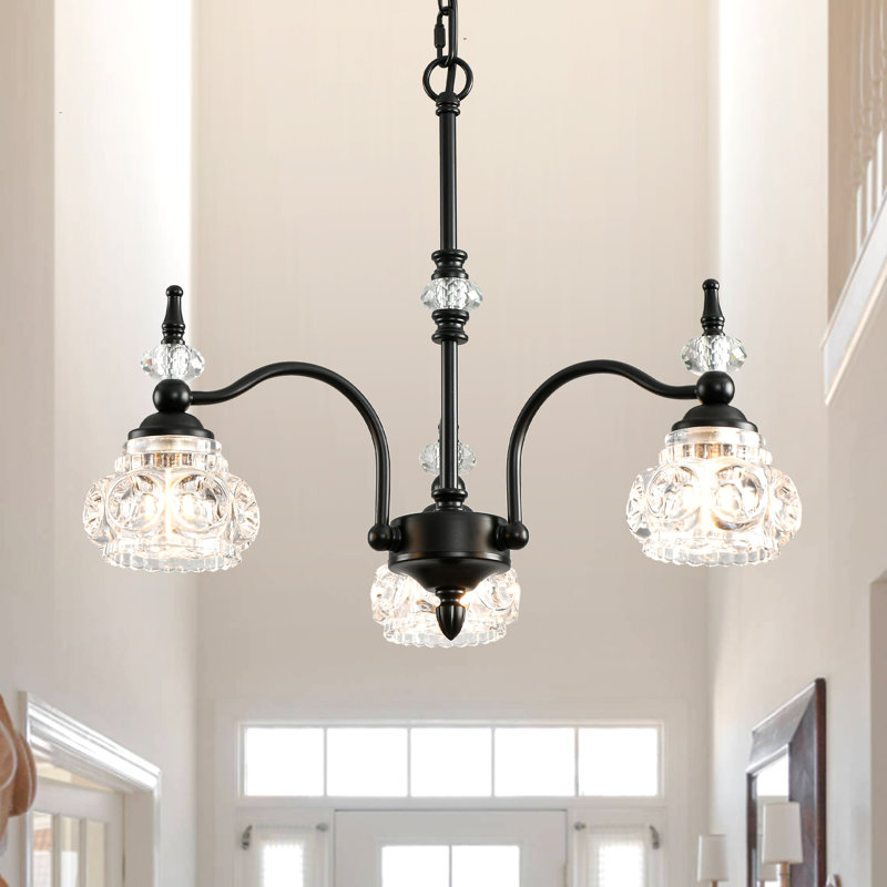 3 - Light Dimmable Classic / Traditional Chandelier, Black