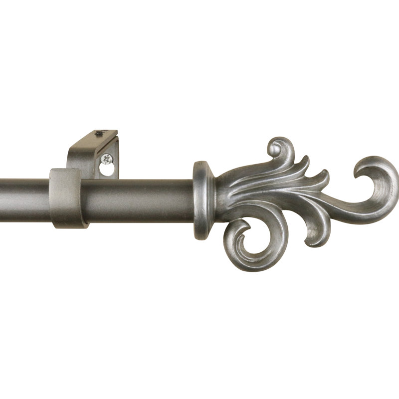 Tringle à rideaux simple Schkyra, De 28 po à 48 po de largeur, Blanc doré de France / décoration doré