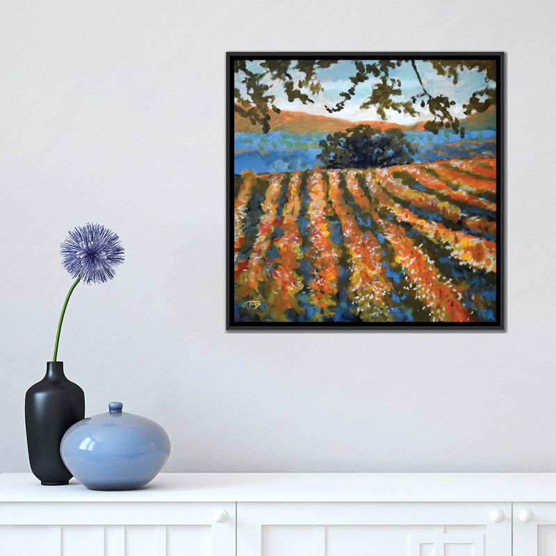 «Late Af après-midi Vineyard», reproduction sur toile, H 18 po x l 18 po x P 1,5 po, Toile avec cadre noir