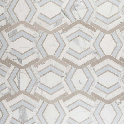 Mezzo 11x18 Polished Calacatta Marble Mosaic Tile
