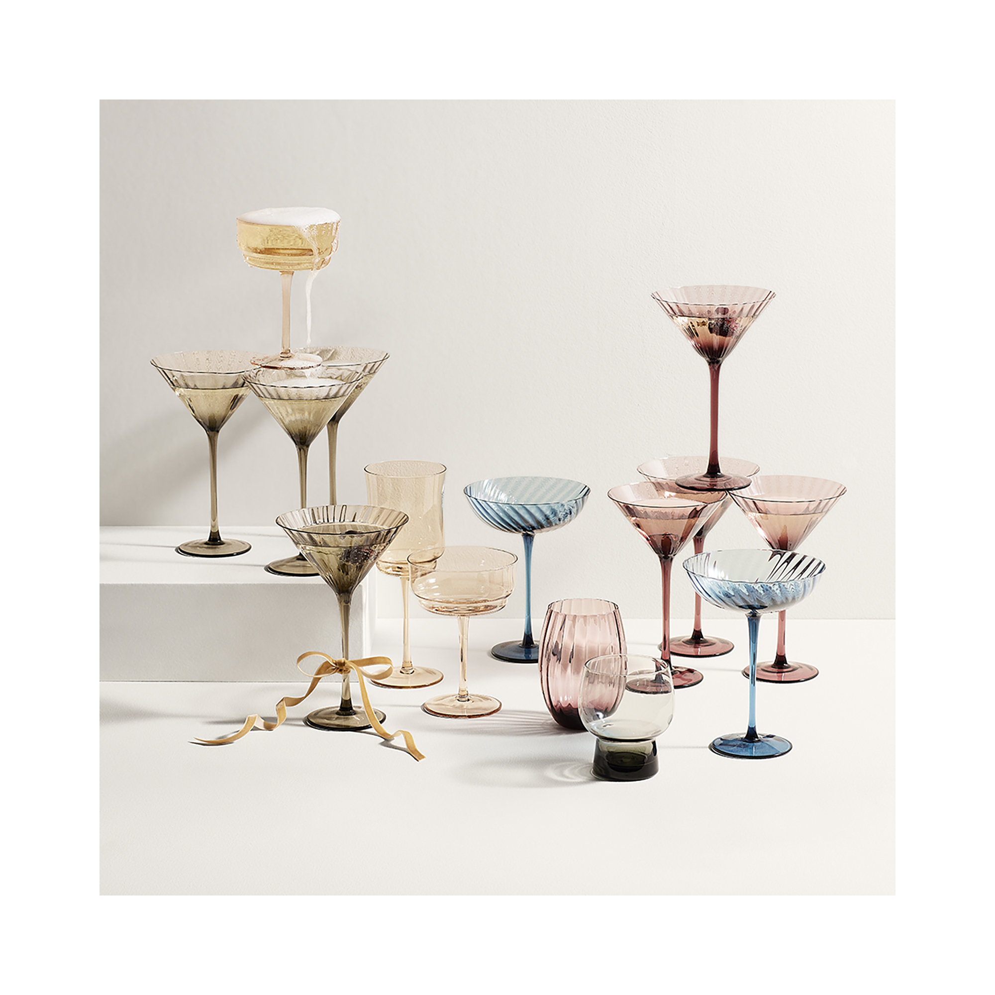 Mikasa Phoebe 14 oz. Double Old Fashions Glasses, Smoke
