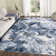 Abstract Machine Washable Rug for Living Room Bedroom Ultra Thin Non Slip Modern Carpet for Dining Room, Low Pile Accent Floorcover for Office Home