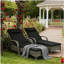 Fauteuils roulants d'extérieur, 2 chaises longues inclinables, avec coussin, coussin, appui-tête, accoudoirs et roues