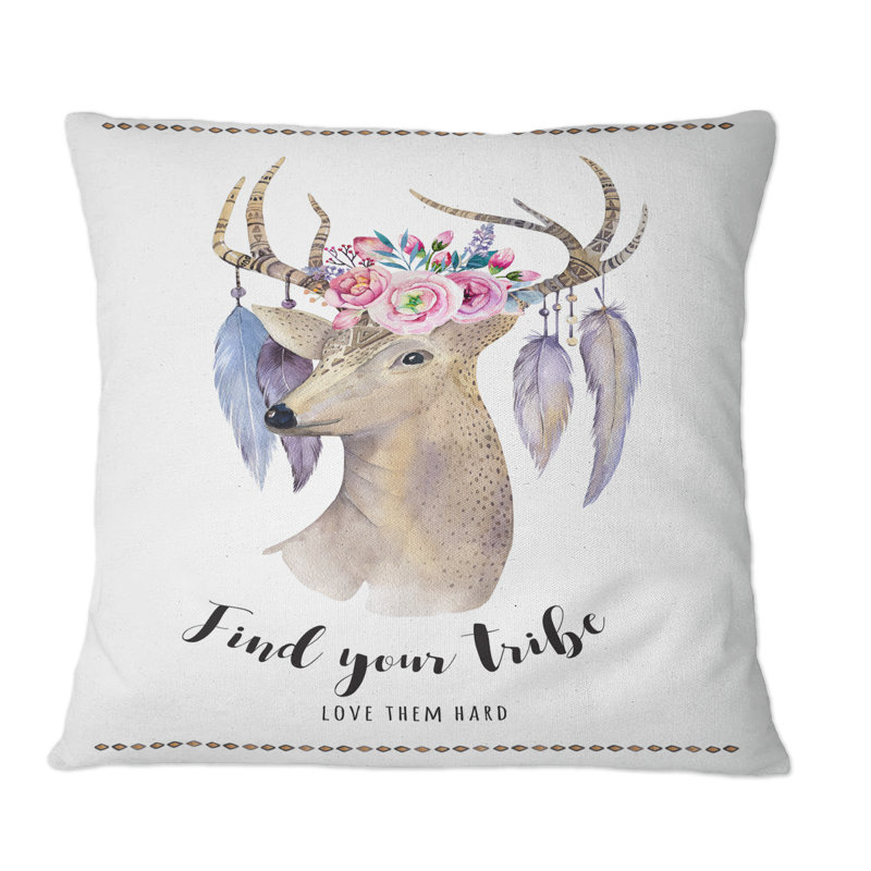 «Find Your Tribe» - Coussin décoratif imprimé traditionnel, 18 po x 18 po