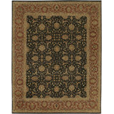 Angora Wool Oriental Area Rug in Black/Rush/Ivory