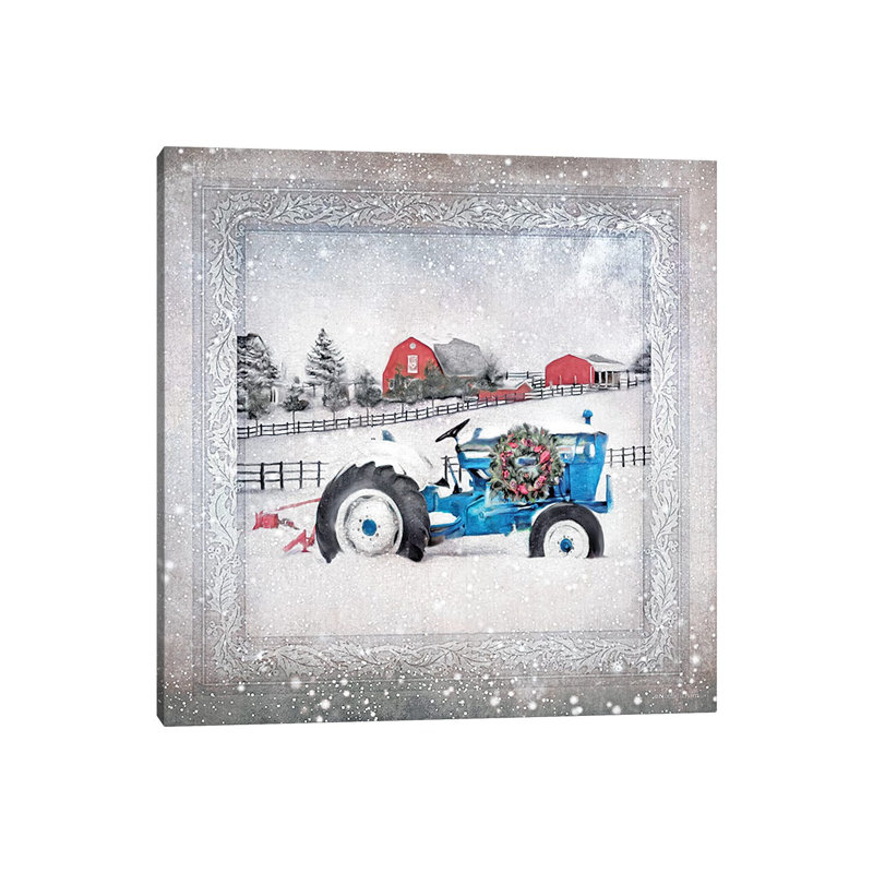 Christmas Tractor by Bluebird Barn - Wrapped Canvas Print