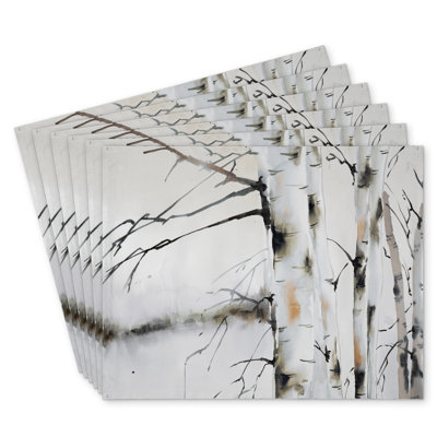 Winter Birches Polyester Dreketi Set of 6 | Home Decor