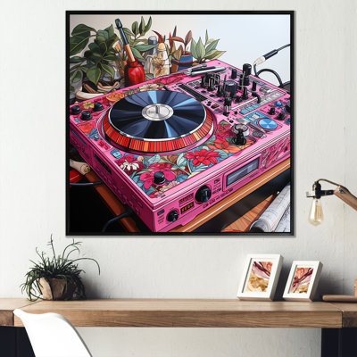 Pink And Black Turntables Brilliance II - Turntables & Boom Boxes Wall Art