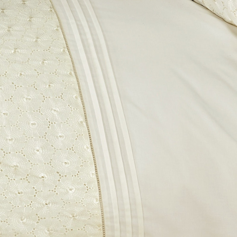 Rosdorf Park Niagara Cotton Blend Duvet Cover with Pillowcases, Single Duvet Cover + 1 Standard Pillowcase, Cream
