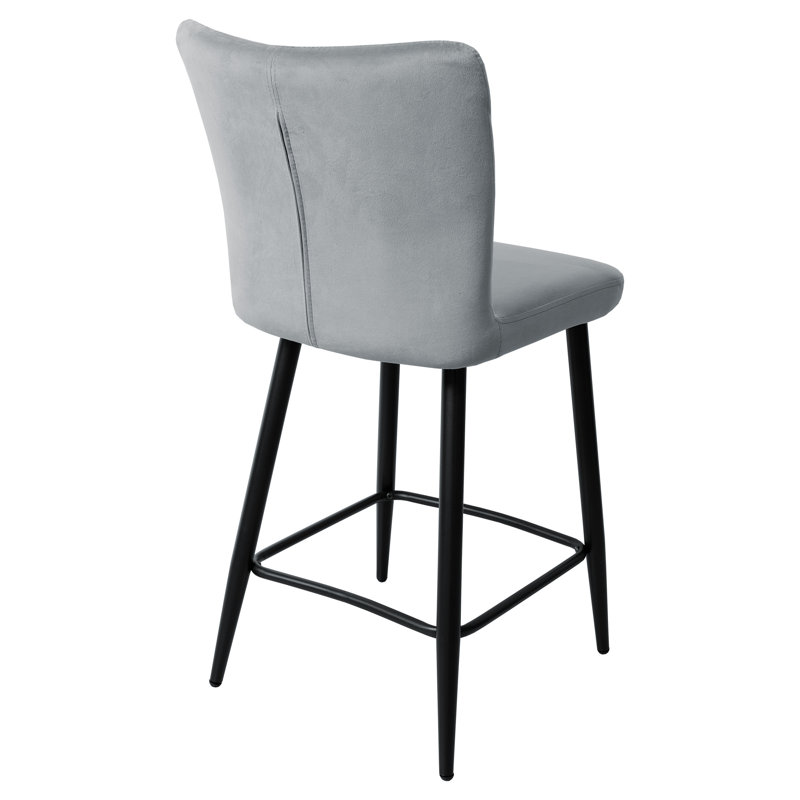 Farmersville Upholstered Counter Stool with Metal Frame, Grey