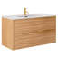 Kora 40" Bamboo Faux Finish Wall-Mounted Single Bathroom Vanity with Integrated Ceramic Top & Handles-580688847