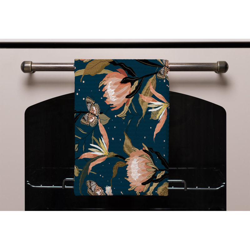Cotton Floral Waffle Tea Towel Kitchen Towel