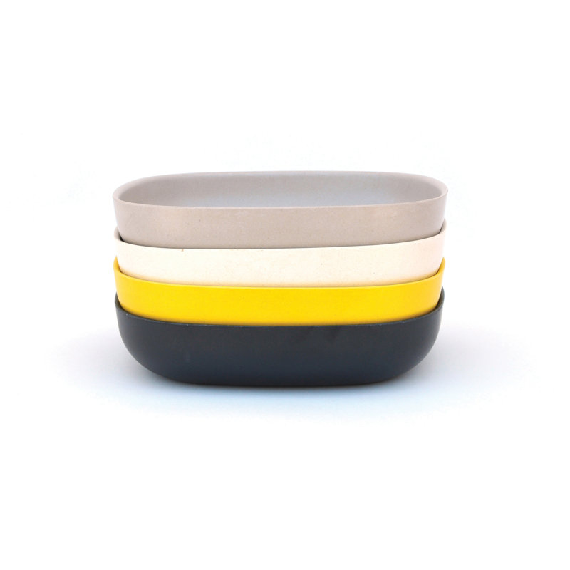Ensemble de bols à pâtes en bambou 4 pièces EKOBO, Noir/jaune