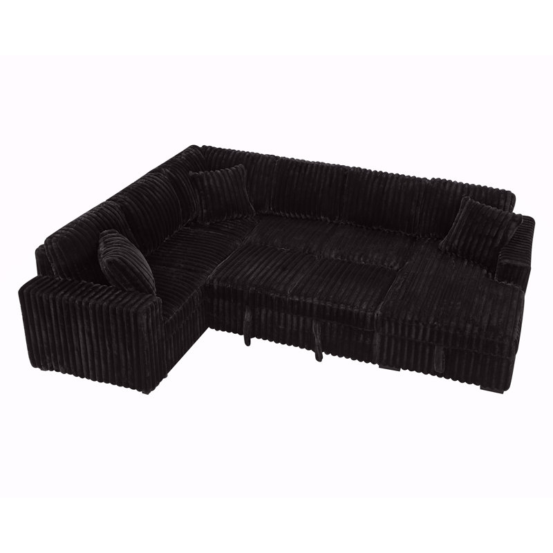 Canapé-lit modulaire rabattable en tissu moelleux de 122 pouces avec ports USB, canapé-lit modulaire en U surdimensionné rembourré et confortable avec méridienne avec rangement