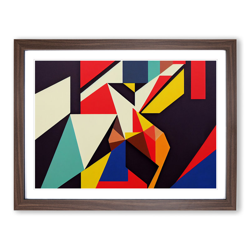 XH1022-8688X Suprematism Art Modern Vol.5 Abstract - Single Picture Frame Painting, 34cm H x 46cm W x 2cm D, Walnut