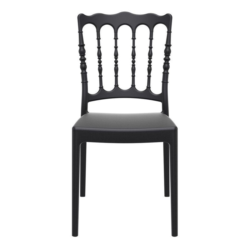 Wier Stacking Patio Dining Side Chair, Black