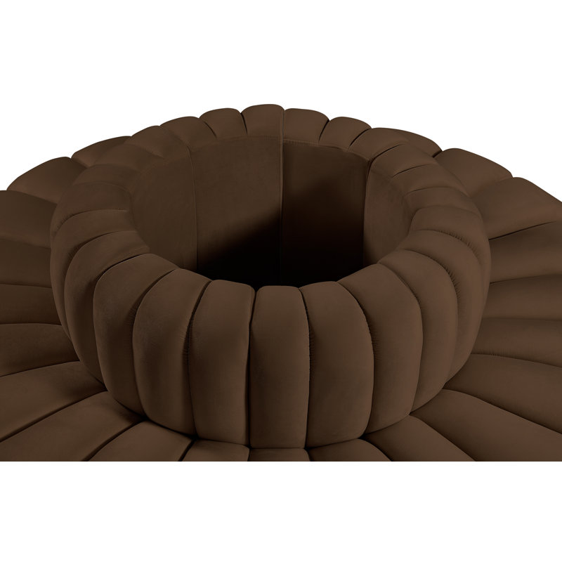 Hite Upholstered Curved Sectional Reversible, Brown Velvet