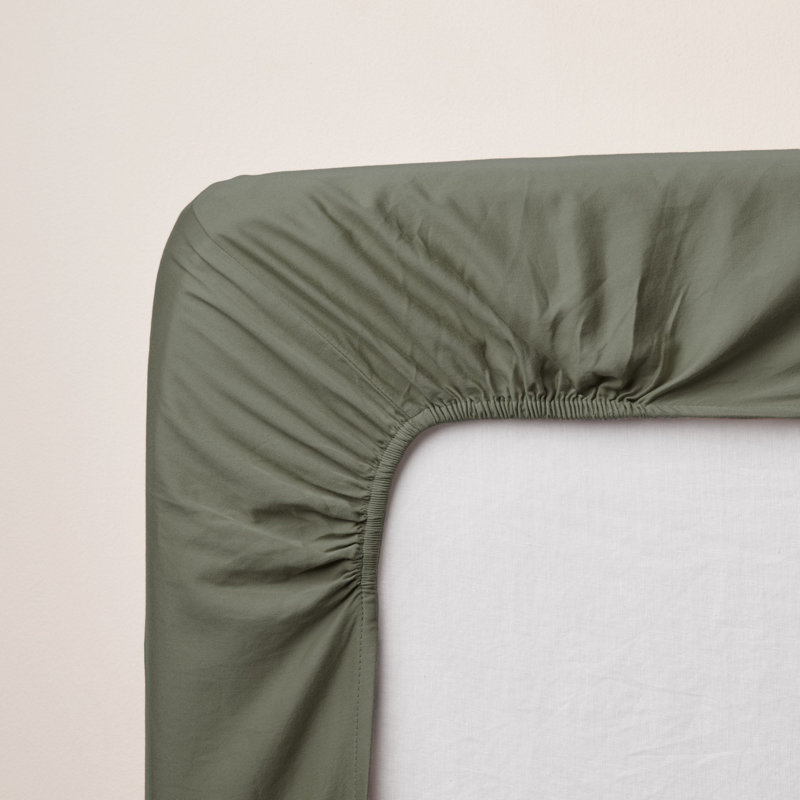 100% Cotton Fitted Sheet, Grey/Green, European Double (140 x 200 cm)