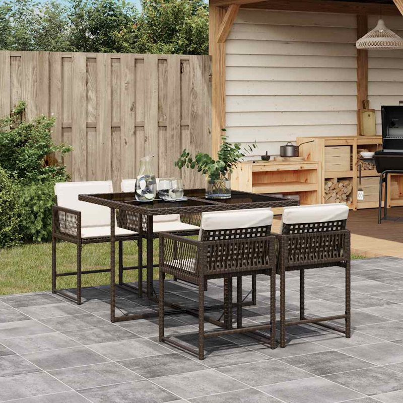Patio Dining Set with, Cream White, Brown